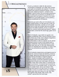 a magazine page featuring a man in a white suit