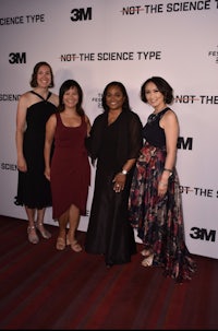 four women posing for a photo at the not the science type premiere