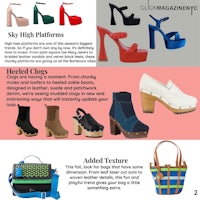 a fashion magazine with different types of shoes and bags