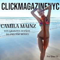 a woman in a bikini on the cover of click magazine nyc