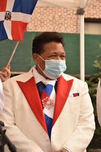 a man wearing a face mask