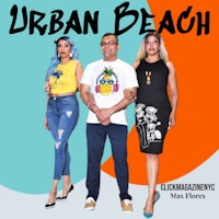 the cover of urban beach has three people standing next to each other