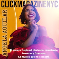 the cover of clickmag nyc featuring a woman in a red dress