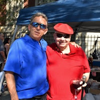 a man wearing a red shirt