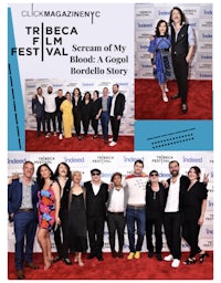 a group of people on a red carpet at the tribeca film festival