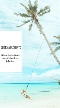 a woman swinging on a palm tree with the words clickmag nyc