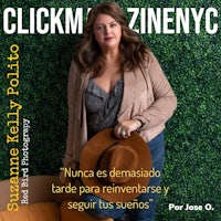 a woman wearing a hat and a hat on the cover of clickmazine