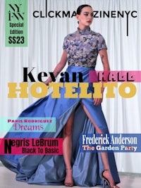 the cover of click magazine nyc featuring a woman in a blue dress