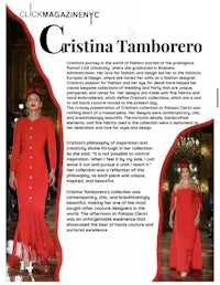 a fashion magazine featuring a woman in a red dress