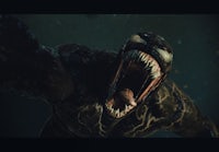 venom in the dark with his mouth open