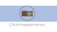 clickmagazine nyc logo on a blue background