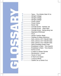 the glossary is shown in blue and white